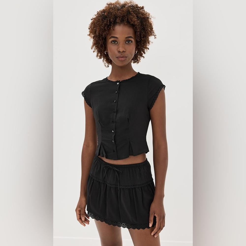 Reformation Valetta Black Skirt Set